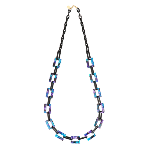 GOSH Accessories 3WAYグラスチェーン オーシャン×ブラック（GAG-001-11）全体写真｜アセテートのメガネチェーン・ネックレス