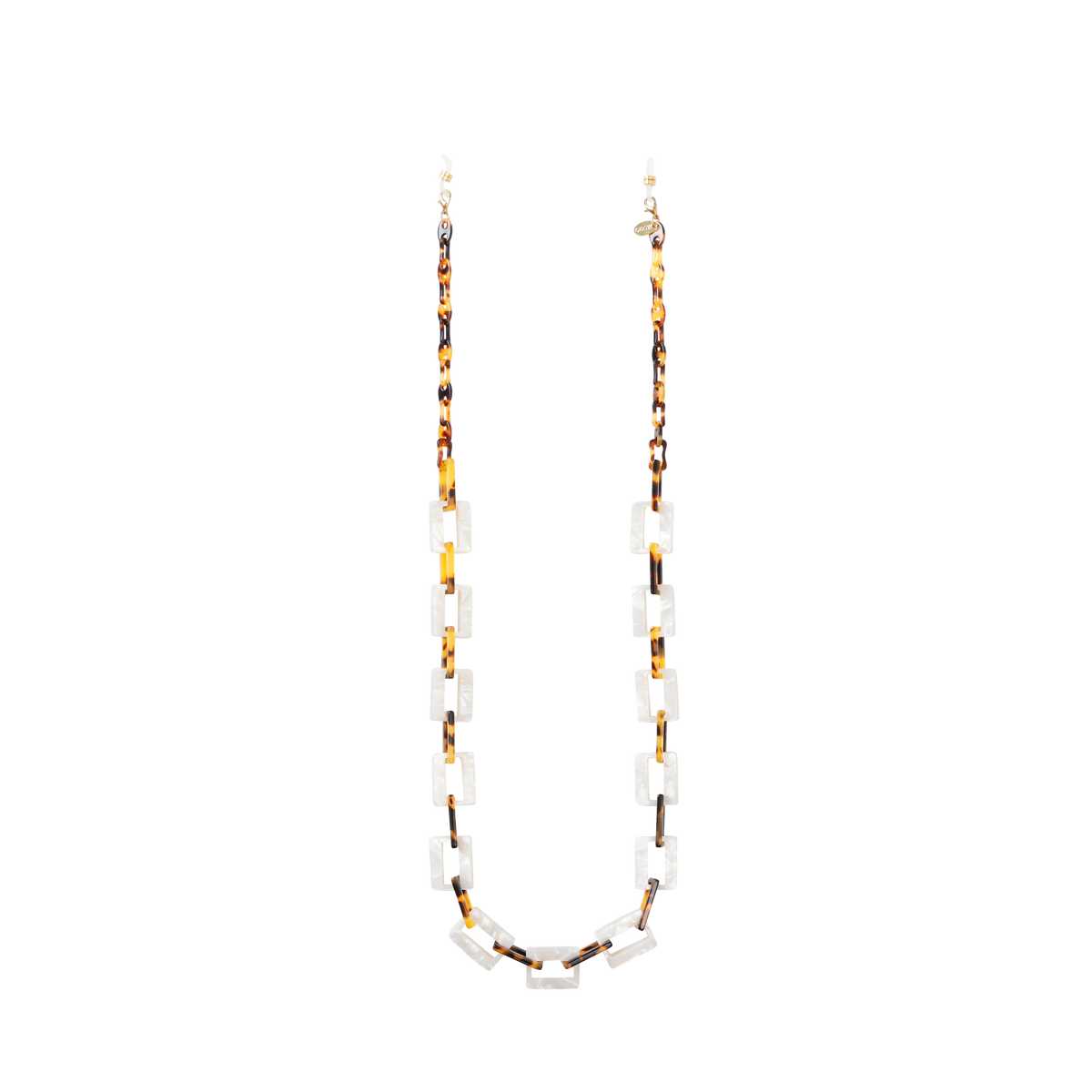 GOSH Accessories 3WAYグラスチェーン スノー×コハク（GAG-001-13）全体写真｜メガネコードにもネックレスにもなる3WAYチェーン