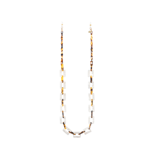 GOSH Accessories 3WAYグラスチェーン スノー×コハク（GAG-001-13）全体写真｜メガネコードにもネックレスにもなる3WAYチェーン