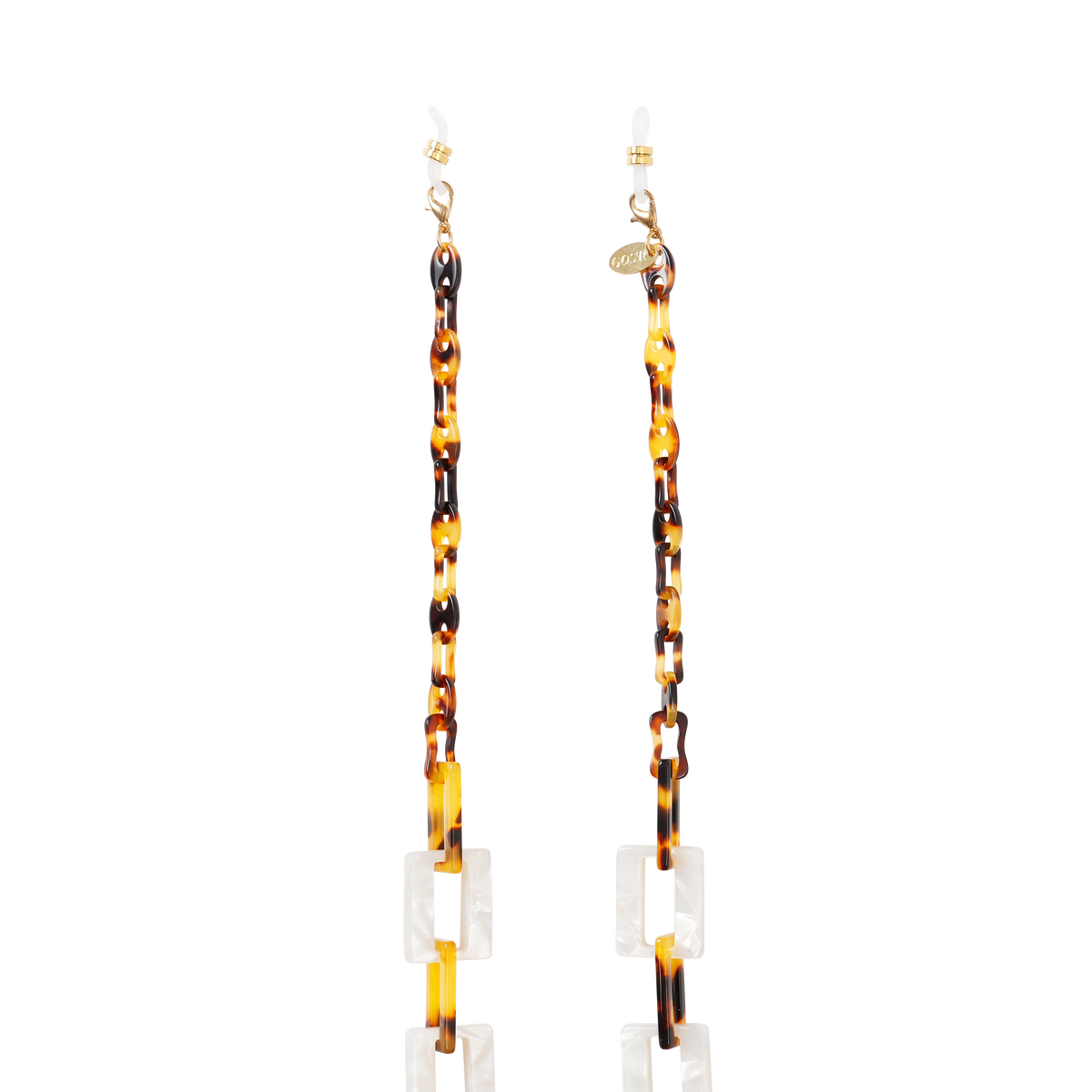 GOSH Accessories 3WAYグラスチェーン スノー×コハク（GAG-001-13）両端のメガネ取り付け部分｜アセテートのメガネチェーン・ネックレス