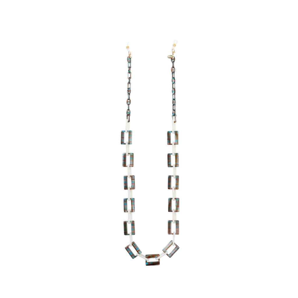 GOSH Accessories 3WAYグラスチェーン メロン×スノー（GAG-001-15）全体写真｜メガネコードにもネックレスにもなる3WAYチェーン