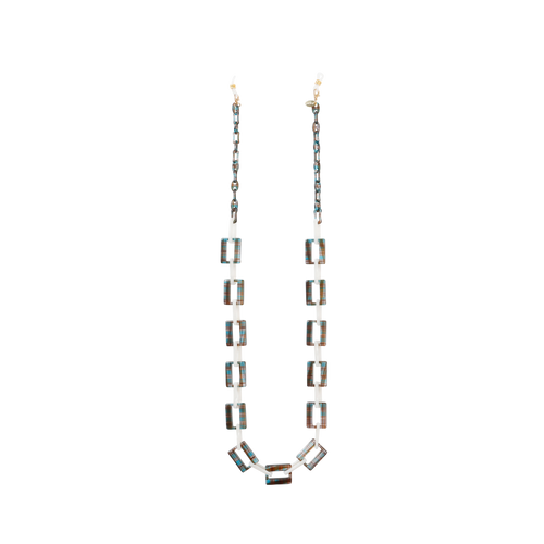 GOSH Accessories 3WAYグラスチェーン メロン×スノー（GAG-001-15）全体写真｜メガネコードにもネックレスにもなる3WAYチェーン