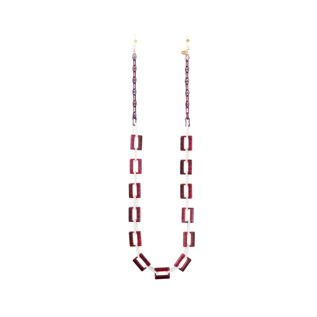 GOSH Accessories 3WAYグラスチェーン ルビー×スノー（GAG-001-16）全体写真｜メガネチェーン・メガネコード・ネックレス