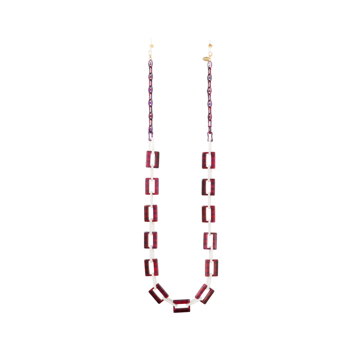 GOSH Accessories 3WAYグラスチェーン ルビー×スノー（GAG-001-16）全体写真｜メガネチェーン・メガネコード・ネックレス