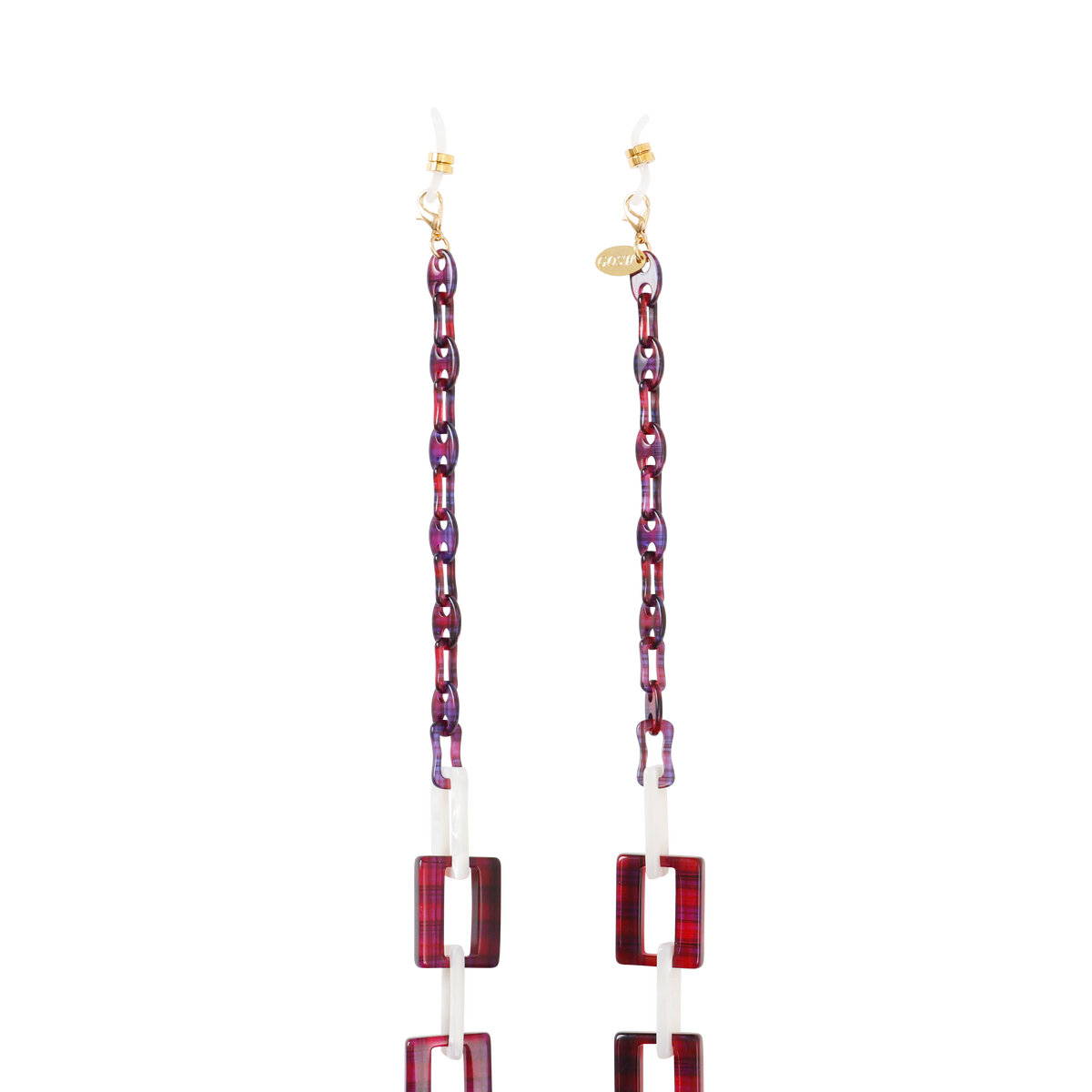 GOSH Accessories 3WAYグラスチェーン ルビー×スノー（GAG-001-16）両端のメガネ取り付け部分｜メガネコードにもネックレスにもなる3WAYチェーン