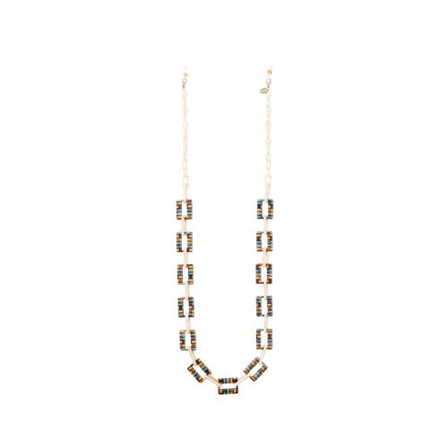 GOSH Accessories 3WAYグラスチェーン ブルータイル×マーブル（GAG-001-17）全体写真｜メガネコードにもネックレスにもなる3WAYチェーン