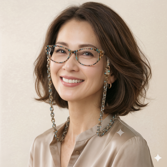 グラスチェーン付きリーディンググラス (タイル）